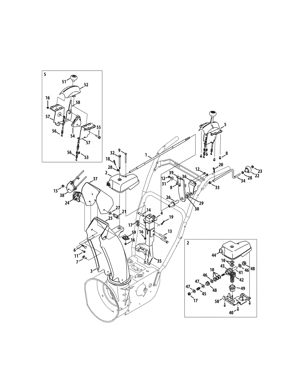 Chute Control (Steel) Diagram and Parts List for 3X30-INCHTRAC31AH77SZ (31AH77SZ710)(2015) Cub Cadet Snow Blower